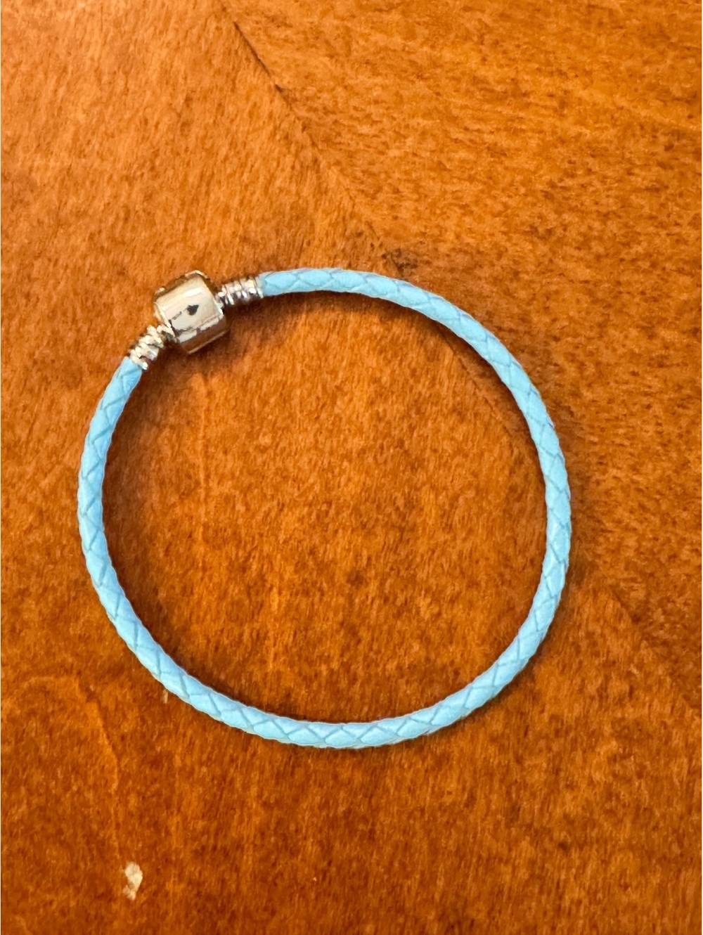 Light Blue Braided PU  Leather Bracelet with Silver Tone Clasp 228